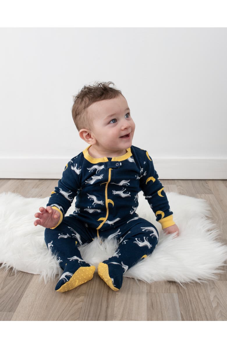 Leveret Kids Footed Printed Cotton Matching Family Pajamas, Animal Kingdom Prints, Alternate, color, Wolf