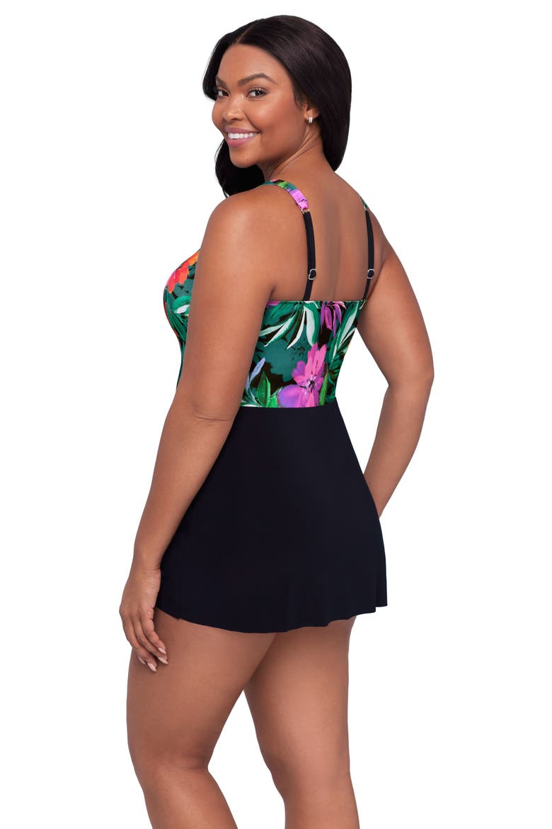 Laura Sweetheart Neckline Control Swimdress, Alternate, color, Lush Paradise