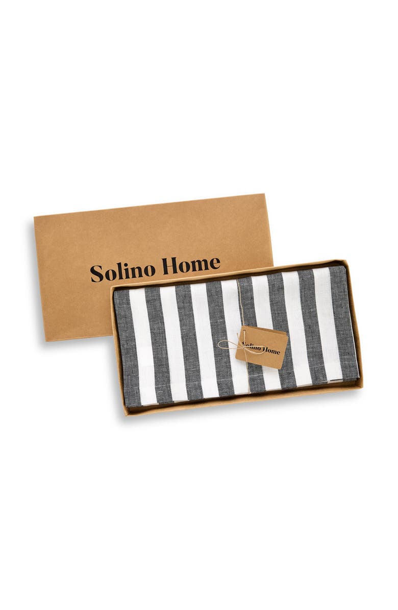 Solino Home Linen Table Throw - Sorrento Stripe, 52" x 52", 52" x 52", Alternate, color, Black And White