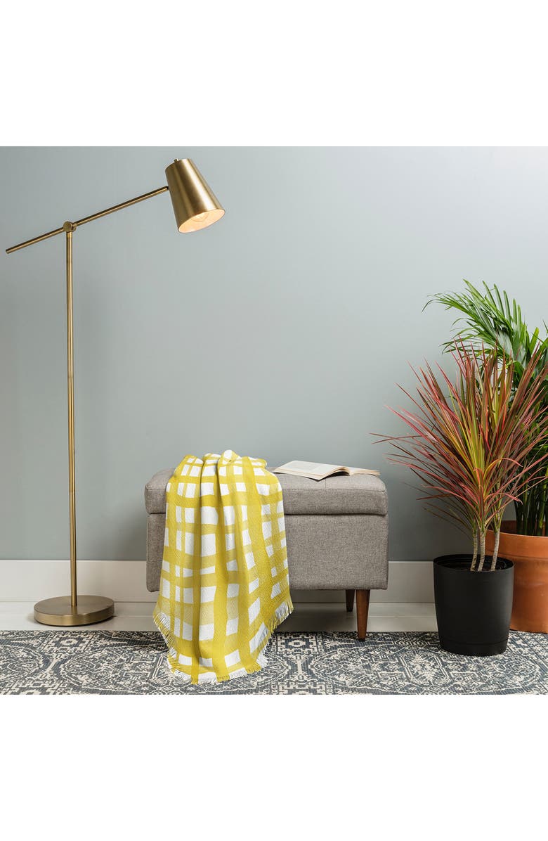 Deny Designs Angela Minca Yellow Gingham Throw Blanket, Alternate, color,