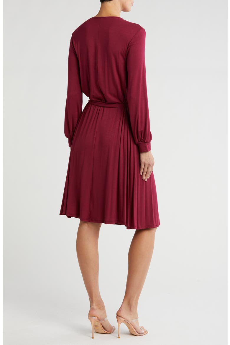 Long Sleeve A-Line Dress, Alternate, color, BURGUNDY