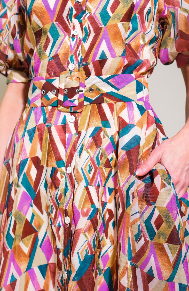 FLYING TOMATO Organza Puff Sleeve Shirtdress, Alternate, color, 