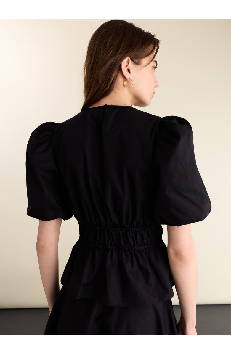 Baukjen Elise Puff Sleeve Smocked Waist Top, Alternate, color, Caviar Black