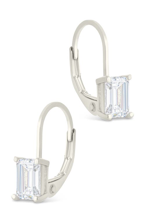 Sterling Forever Emerald Cut Cubic Zirconia Lever-back Earrings In Metallic
