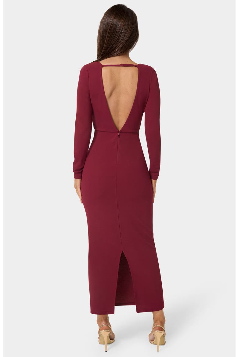 Open Back Long Sleeve Maxi Dress, Alternate, color, WINE