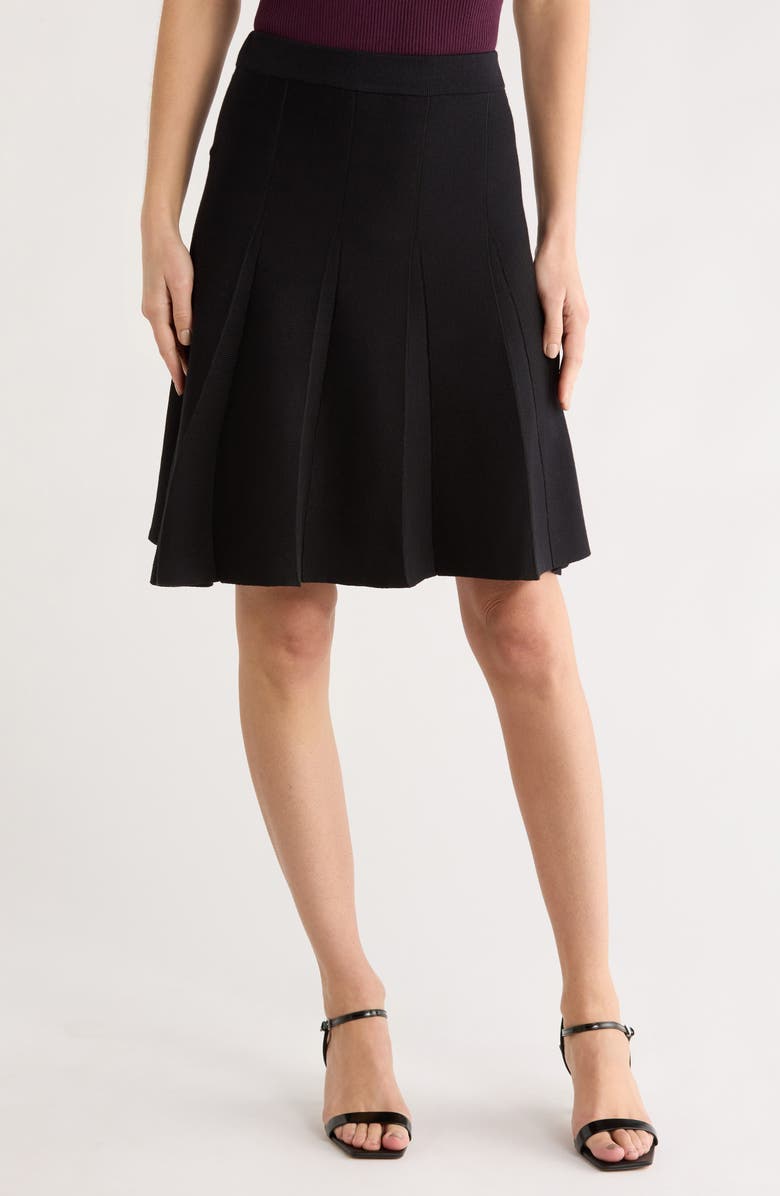 MAX STUDIO Pleated Sweater Miniskirt, Main, color, Black