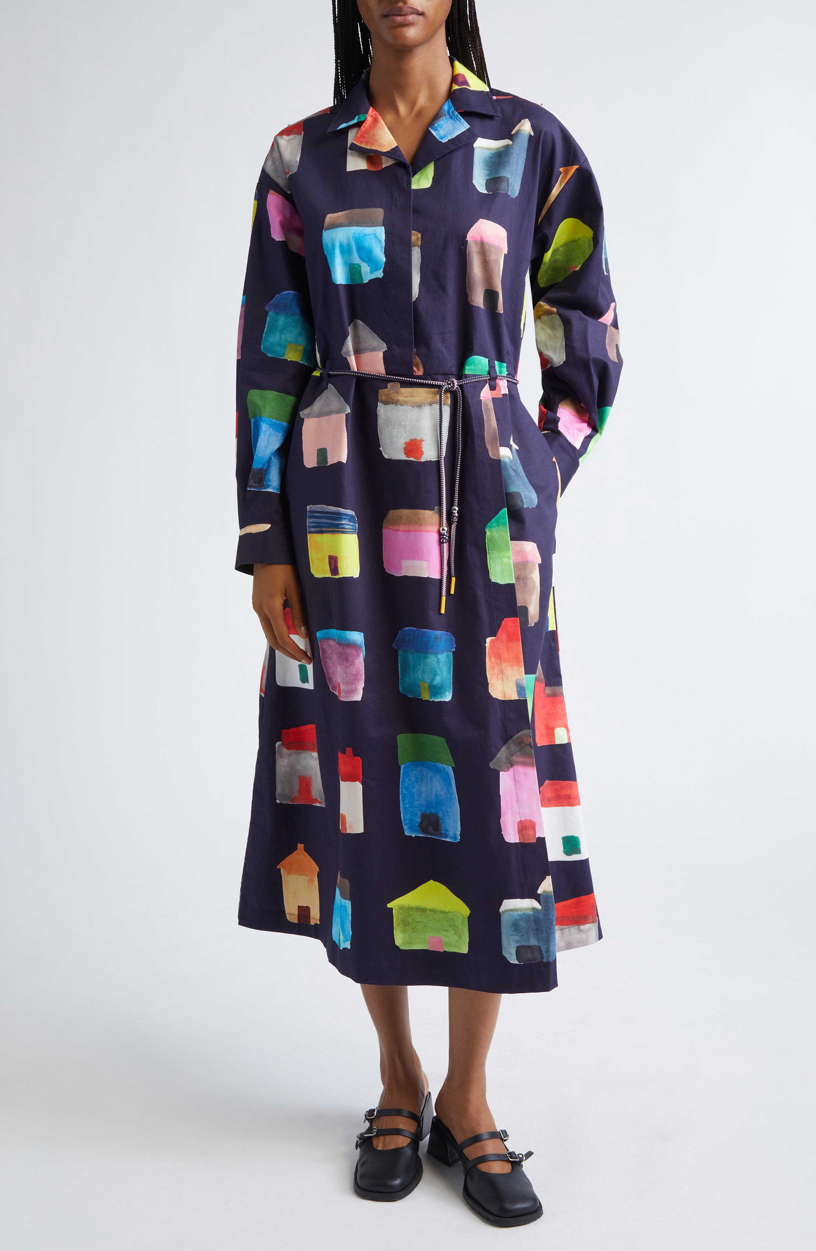 Stine Goya House Print Cotton Shirtdress