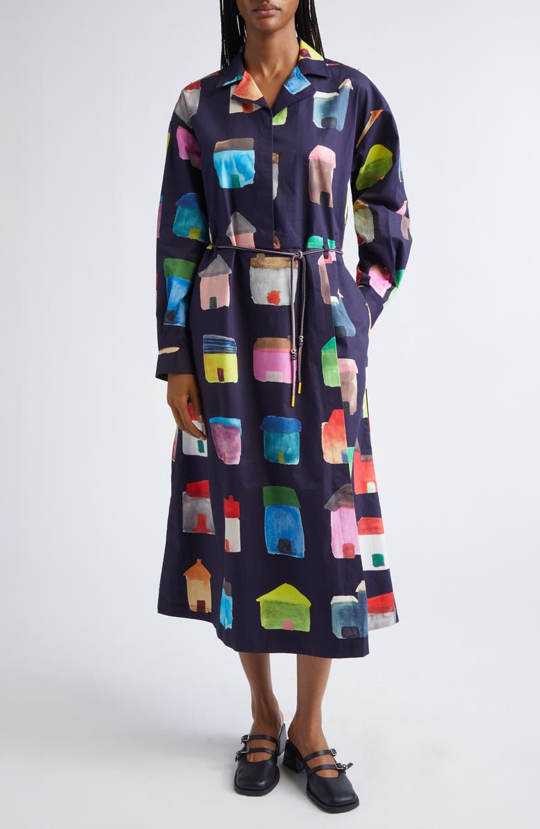 Stine Goya House Print Cotton Shirtdress, Main, color, Refugios