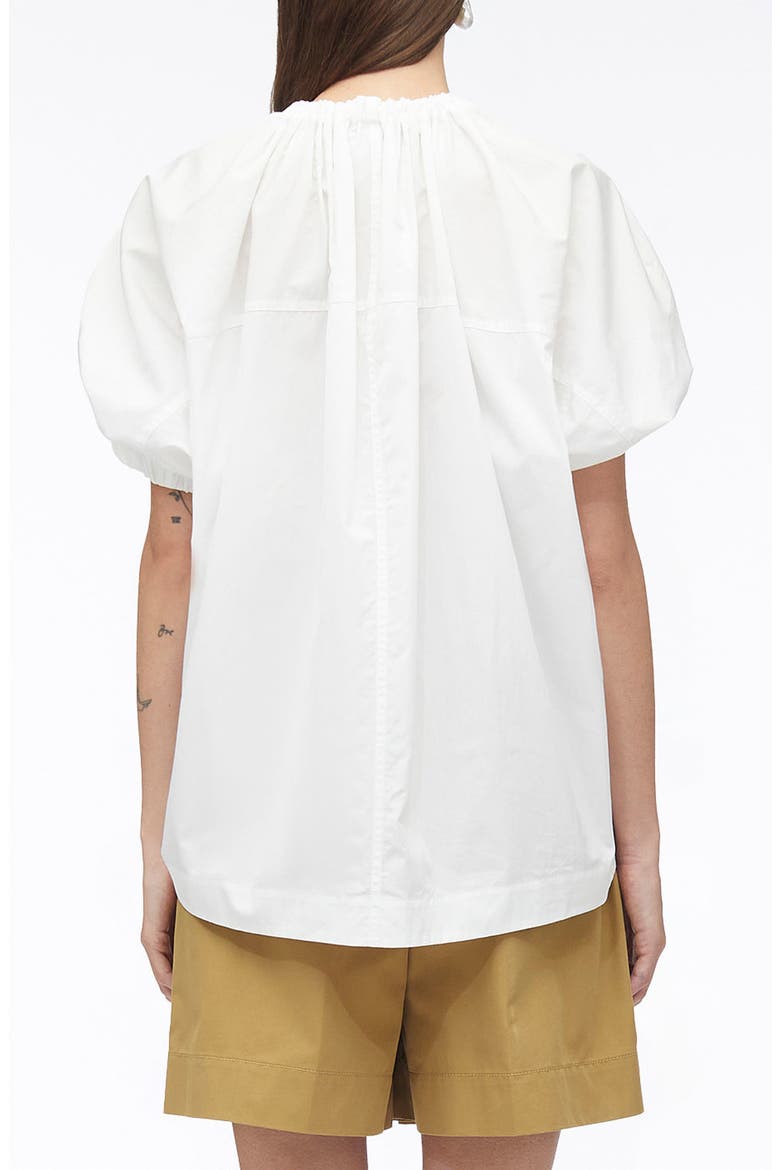 Shirred Puff Sleeve Poplin Top, Alternate, color, WHITE