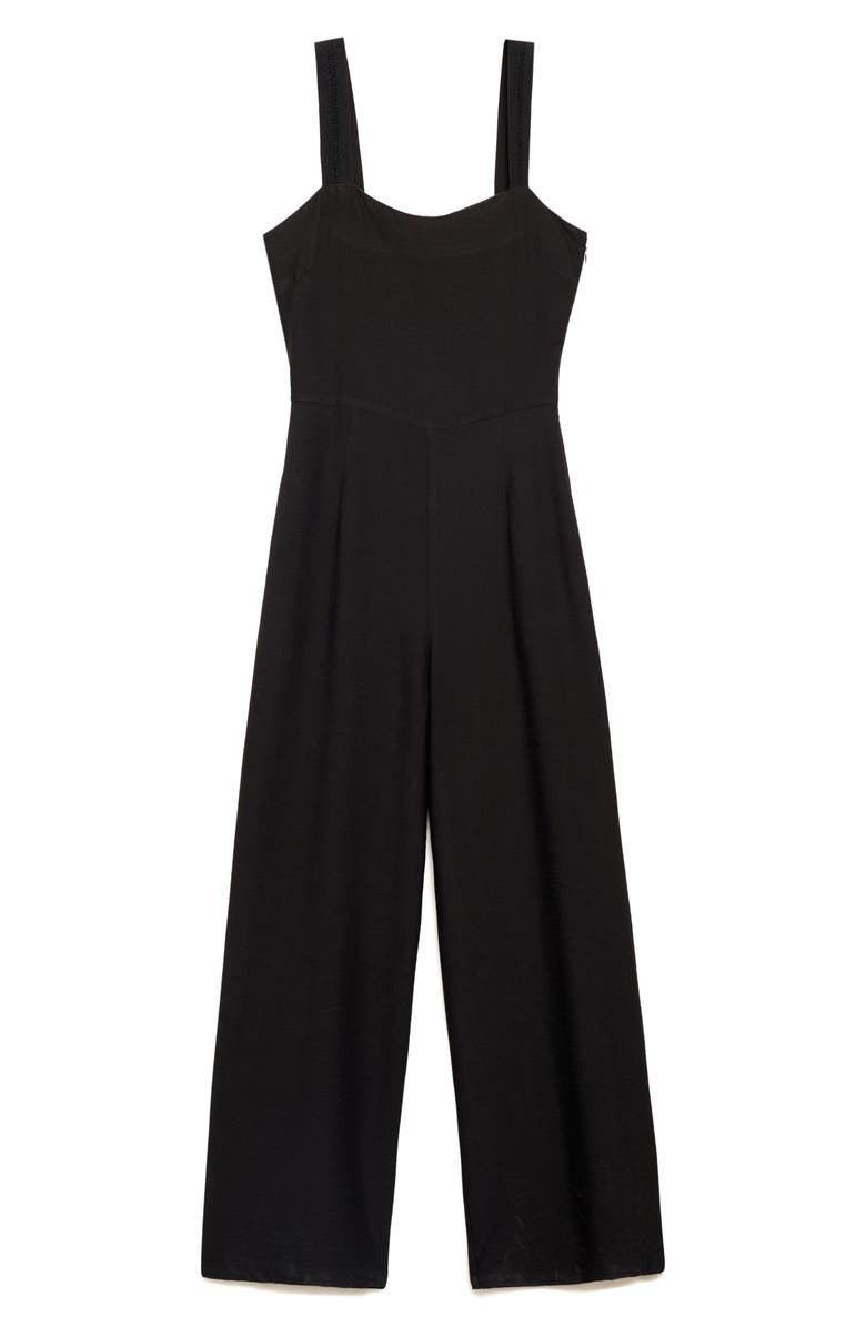 MANGO Crop Wide Leg Jumpsuit, Alternate, color, Black