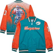 Mitchell & Ness Men's Mitchell & Ness Dan Marino Aqua Miami Dolphins Retired Player Graphic Full-Zip Satin Jacket