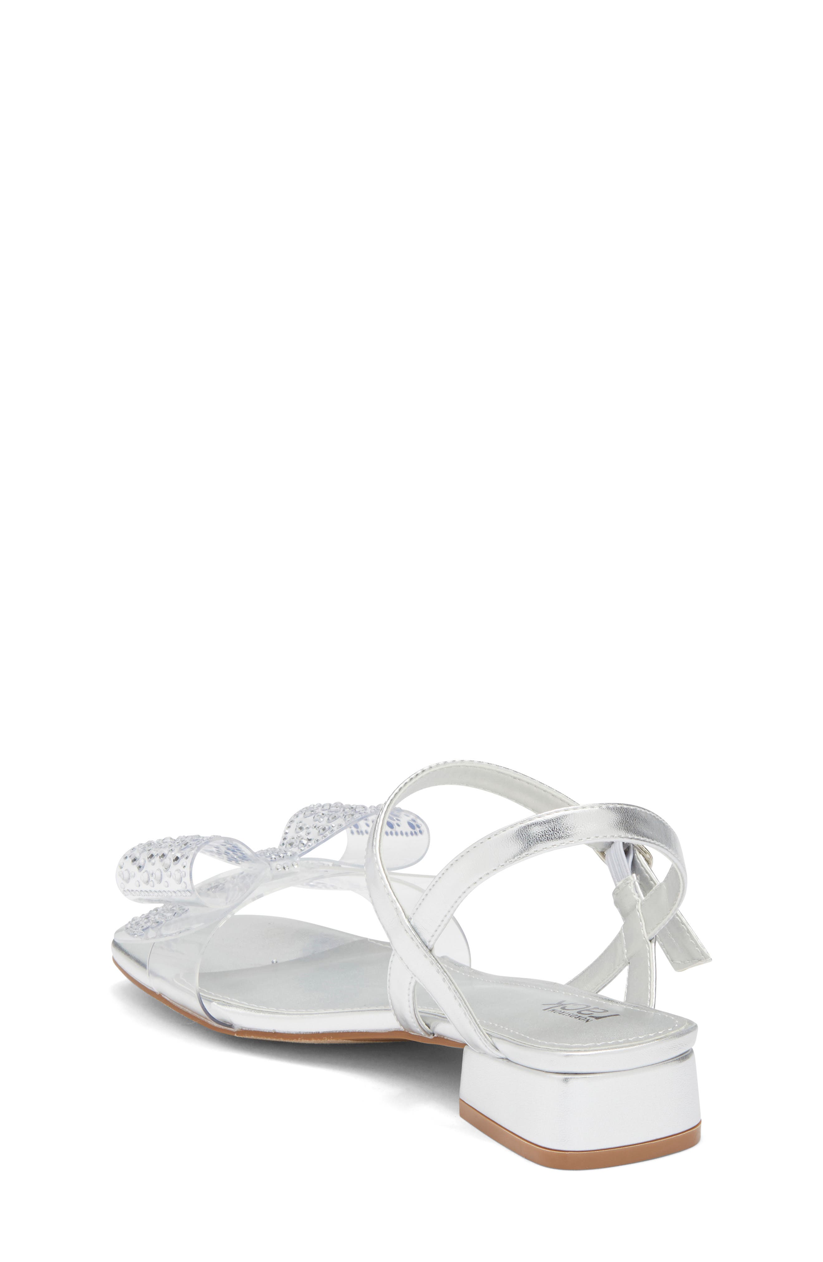 NORDSTROM RACK Kids' Samantha Clear Heel Sandal, Alternate, color, Silver Metallic