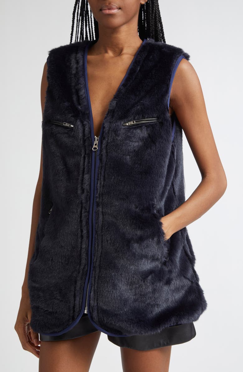 R13 Faux Fur Zip Vest, Alternate, color,