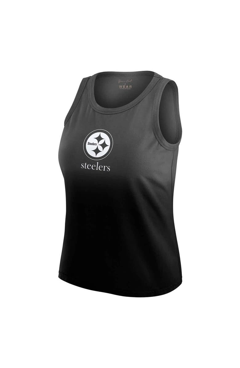 WEAR by Erin Andrews Women's WEAR by Erin Andrews x Gracie Hunt Black Pittsburgh Steelers Ombre Tank Top, Alternate, color, Black