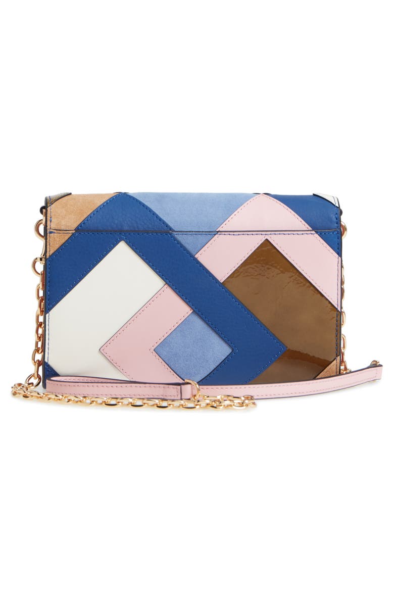 Tory Burch Robinson Colorblock Leather Wallet on a Chain, Alternate, color, 