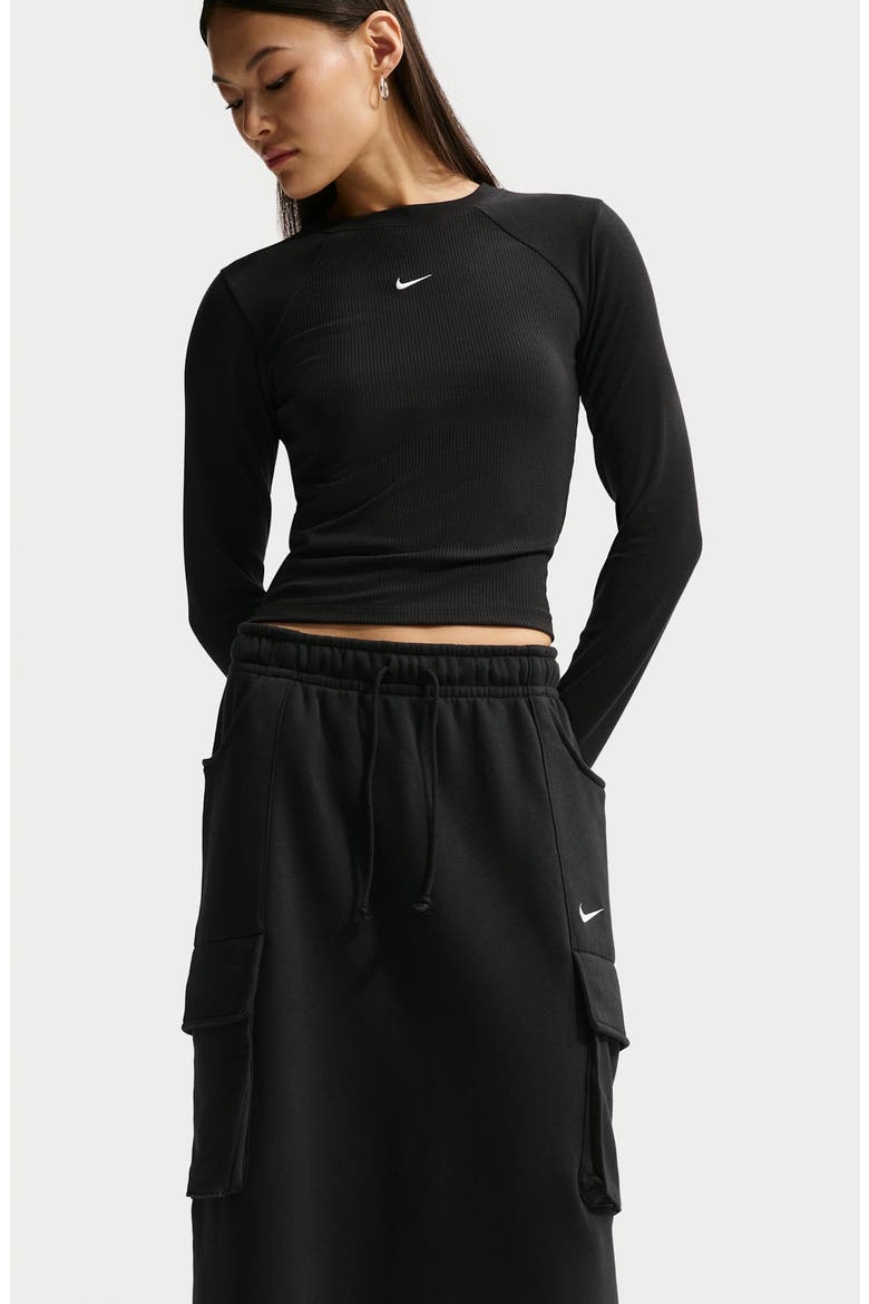 Sportswear Phoenix Fleece Cargo Skirt, Alternate, color, BLACK/ SAIL