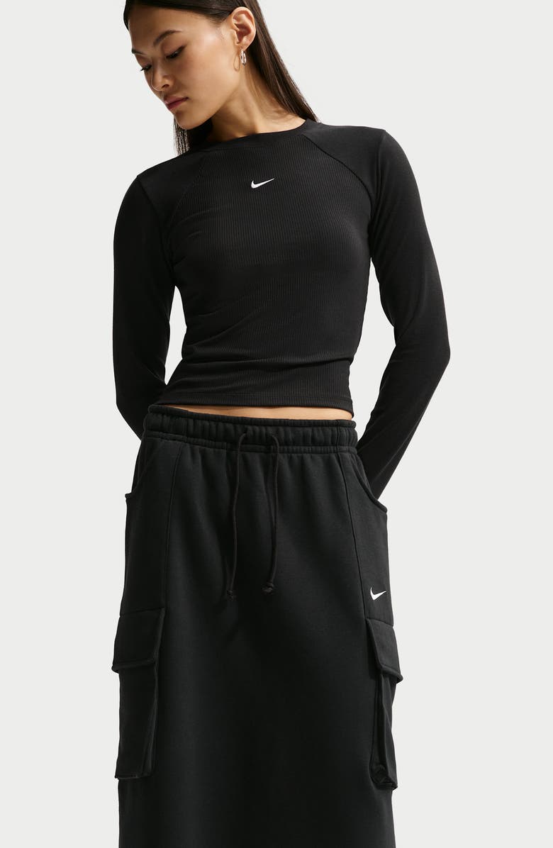 Nike Sporstwear Phoenix Fleece Cargo Skirt, Alternate, color, Black/ Sail