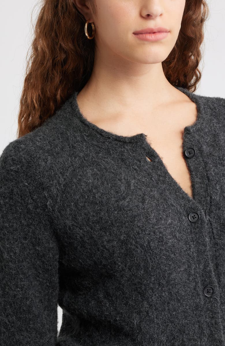 Treasure & Bond Rolled Crewneck Cardigan, Alternate, color, Black