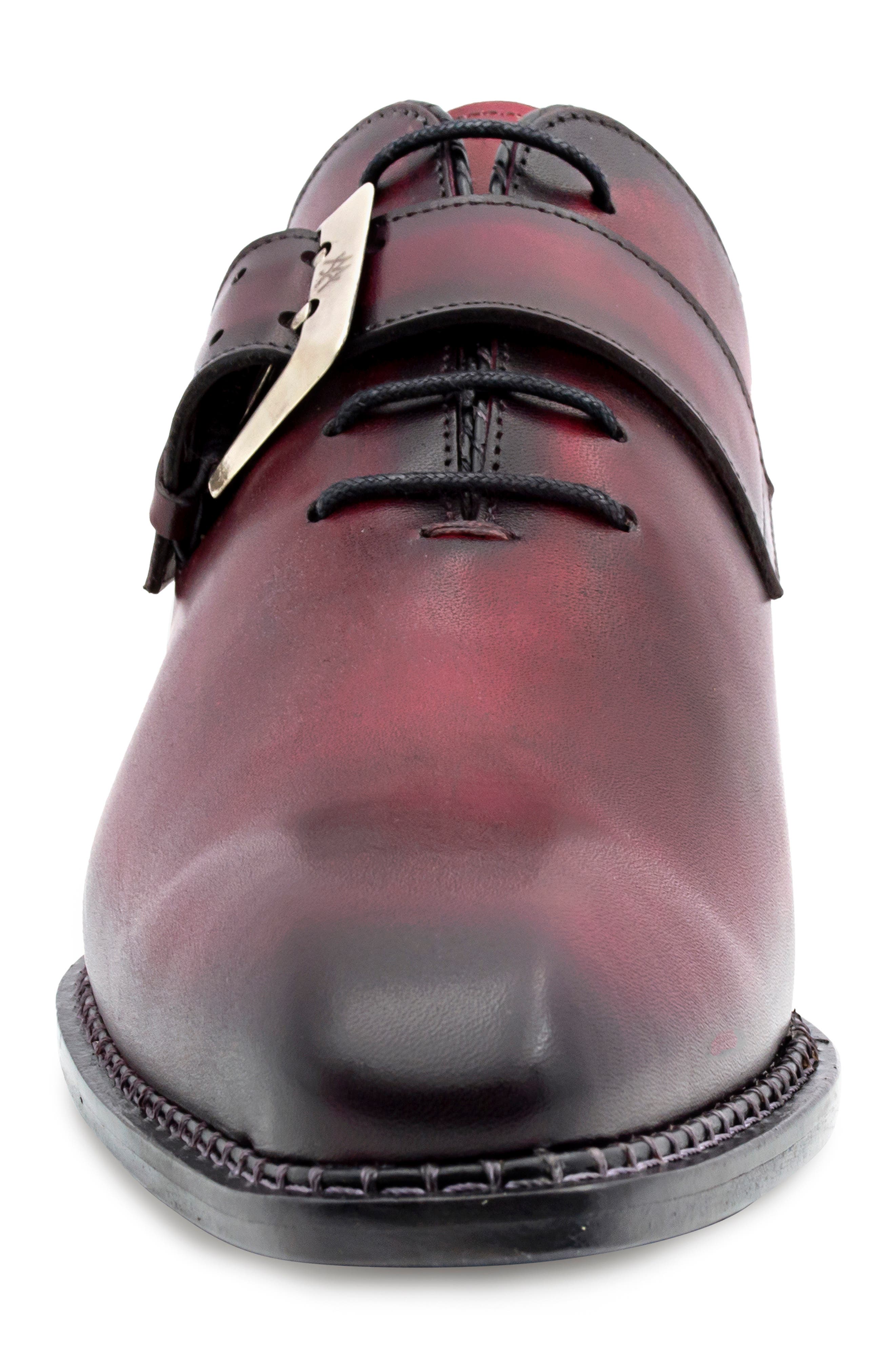 Mezlan Machado Buckle Strap Wholecut Shoe, Alternate, color, Burgundy