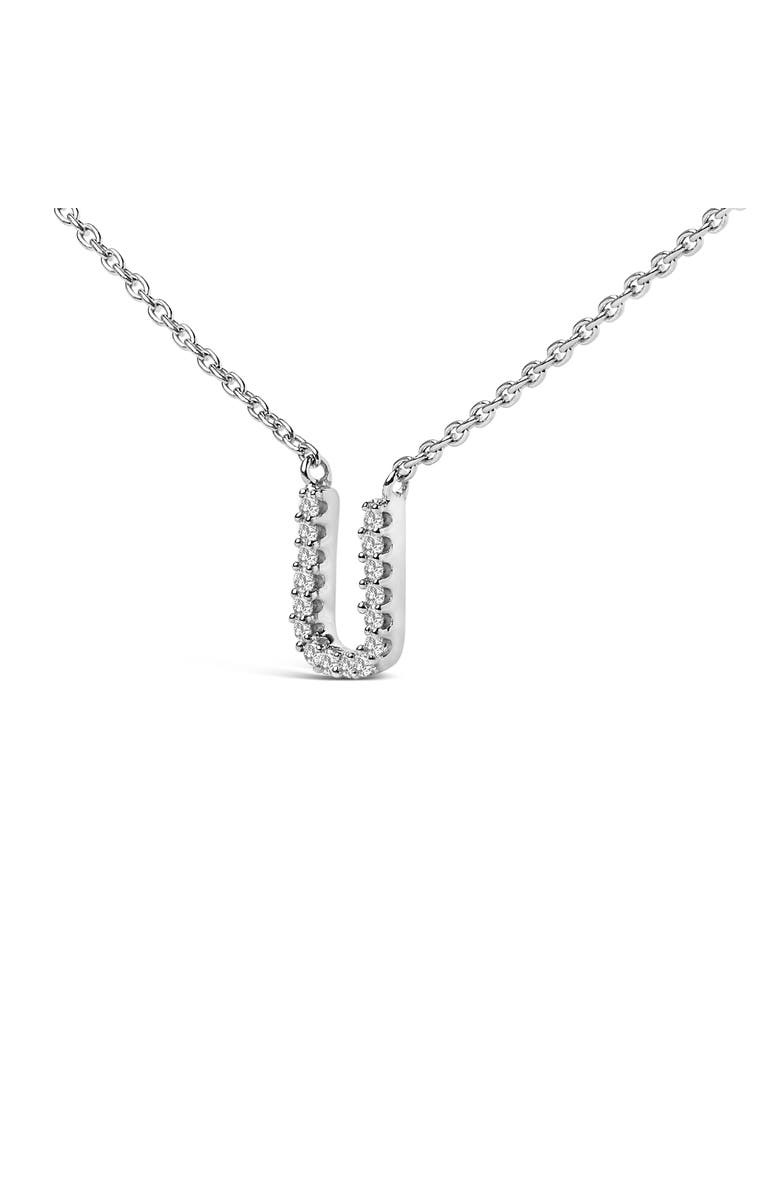 Haus of Brilliance 10K White Gold Diamond Accent "A-Z" Block Initial Pendant Necklace, Alternate, color, White Gold | U