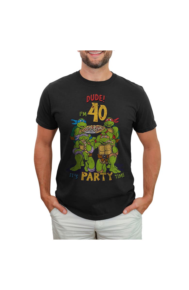 TEENAGE MUTANT NINJA TURTLES Men's Teenage Mutant Ninja Turtles 40th Birthday Pizza Party Graphic T-Shirt, Main, color, Black