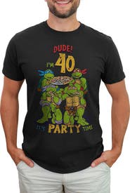 TEENAGE MUTANT NINJA TURTLES Men's 40th Birthday Pizza Party Short Sleeve Graphic T-Shirt