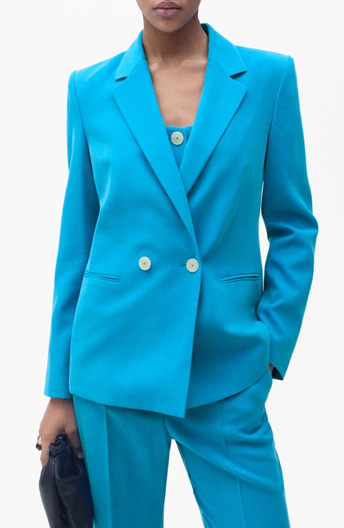 Mango Tempo Double Breasted Blazer In Blue