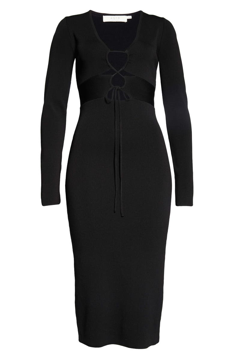 ASTR the Label Jovie Cutout Long Sleeve Body-Con Dress, Alternate, color, 