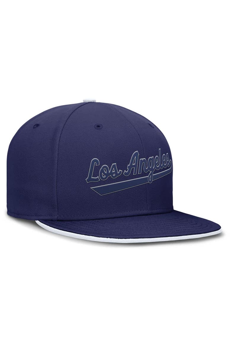 Men's Nike Royal Los Angeles Dodgers Wordmark Dri-FIT Round Bill True Fitted Hat, Alternate, color, Royal