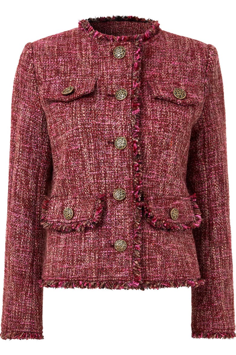Chic Tweed Lady Jacket, Alternate, color, BERRY TWEED