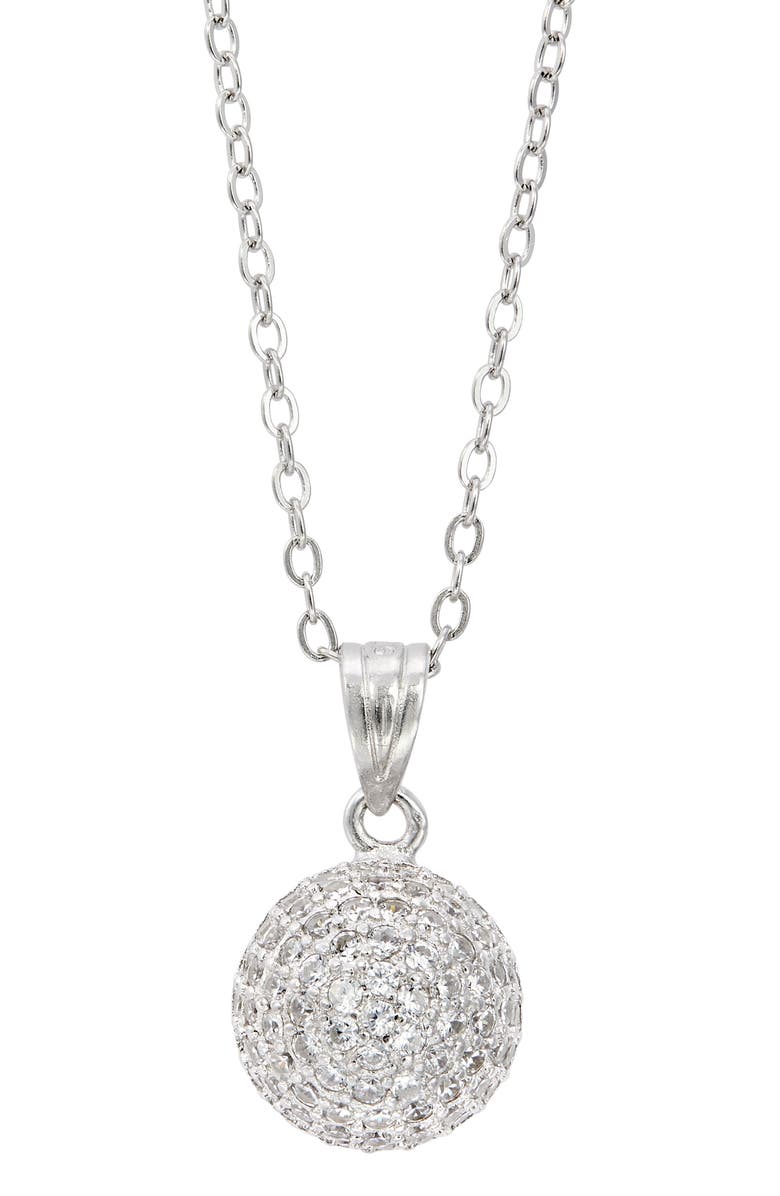 SAVVY CIE JEWELS Pavé Cubic Zirconia Pendant Necklace, Main, color, Silver