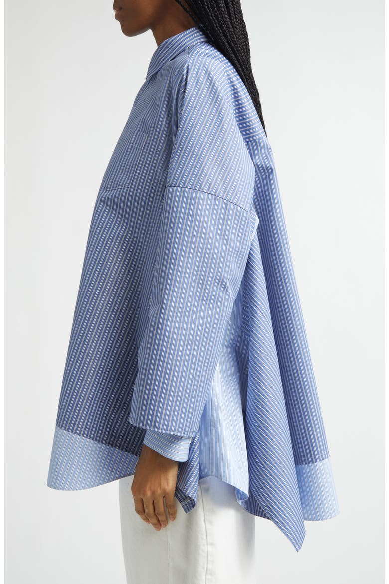 Mixed Stripe Oversize Poplin Button-Up Shirt, Alternate, color, BLUE STRIPE
