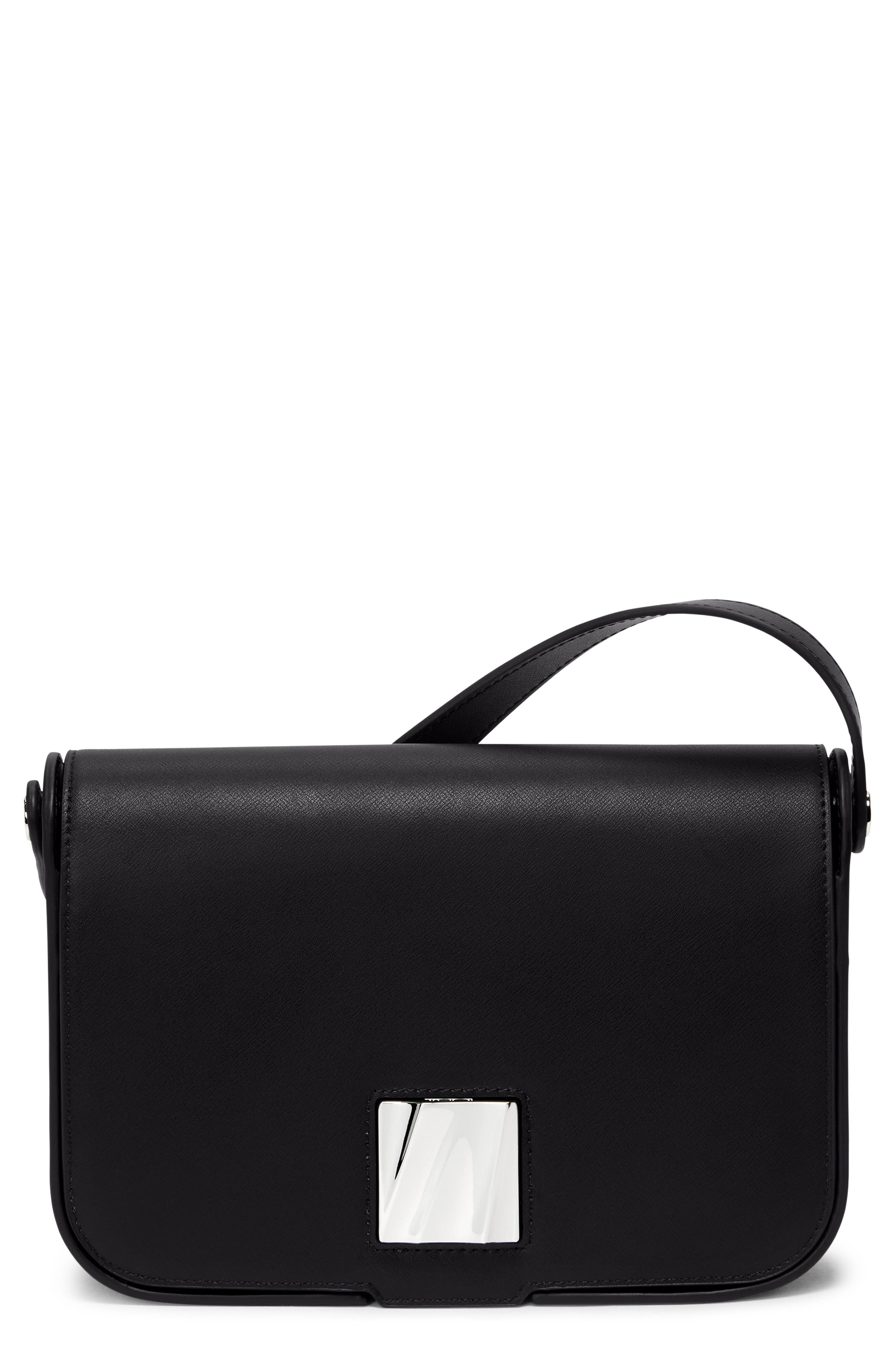 TUMI Medium Olas Leather Shoulder Bag, Main, color, Black