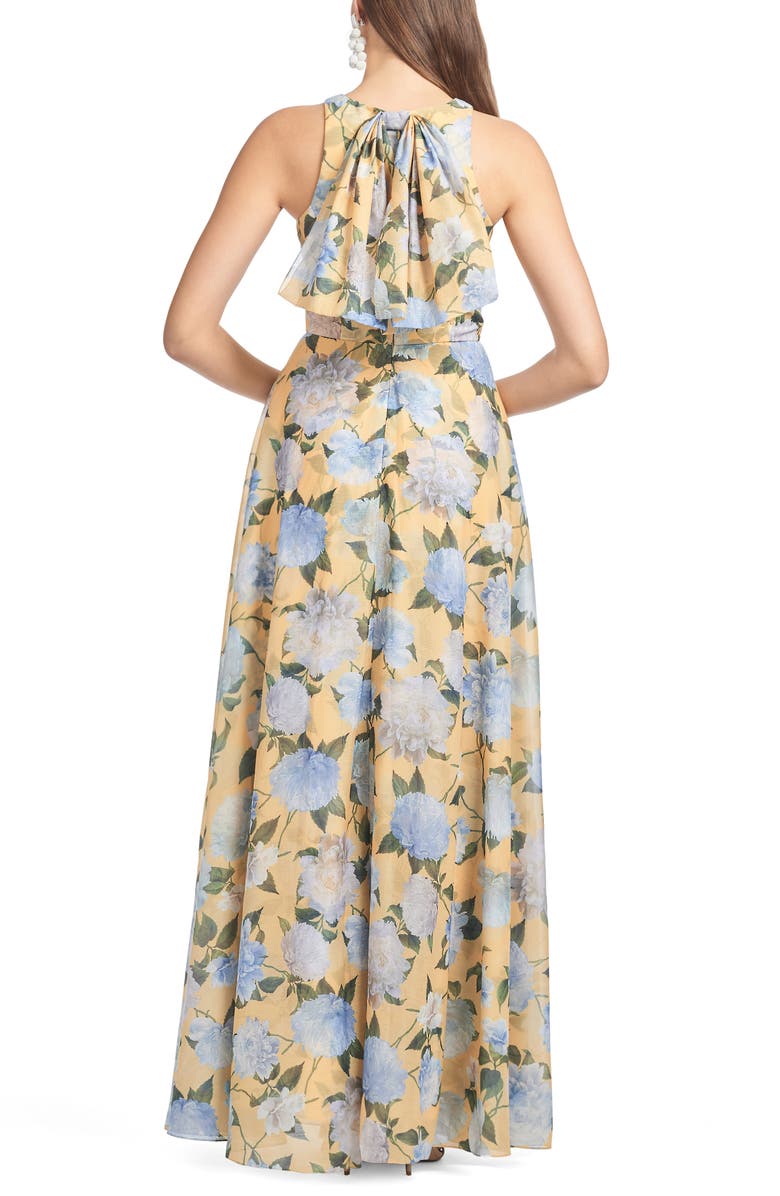 Sachin & Babi Kate Floral Print Sleeveless Gown, Alternate, color, Sun And Sea Peonies