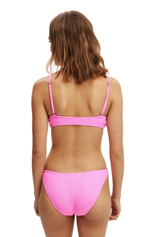 Cotton On Body Super Scoop Bikini Top In Knockout Pink Crinkle