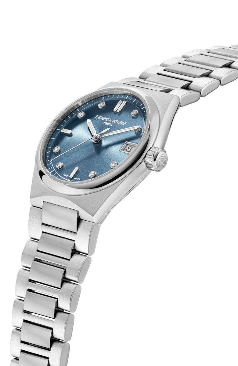 FREDERIQUE CONSTANT Highlife Diamond Quartz Bracelet Watch, 31mm, Alternate, color, Silver-Tone/Blue
