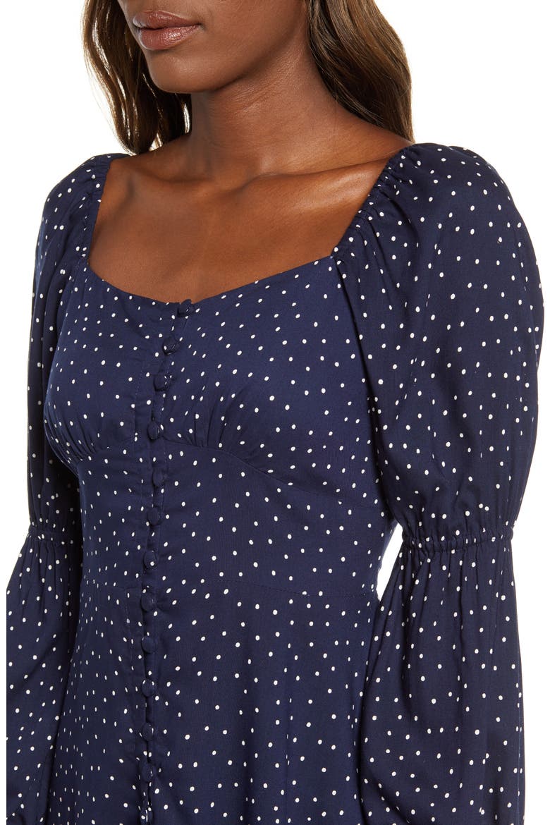 Cinch Long Sleeve Minidress, Alternate, color, NAVY