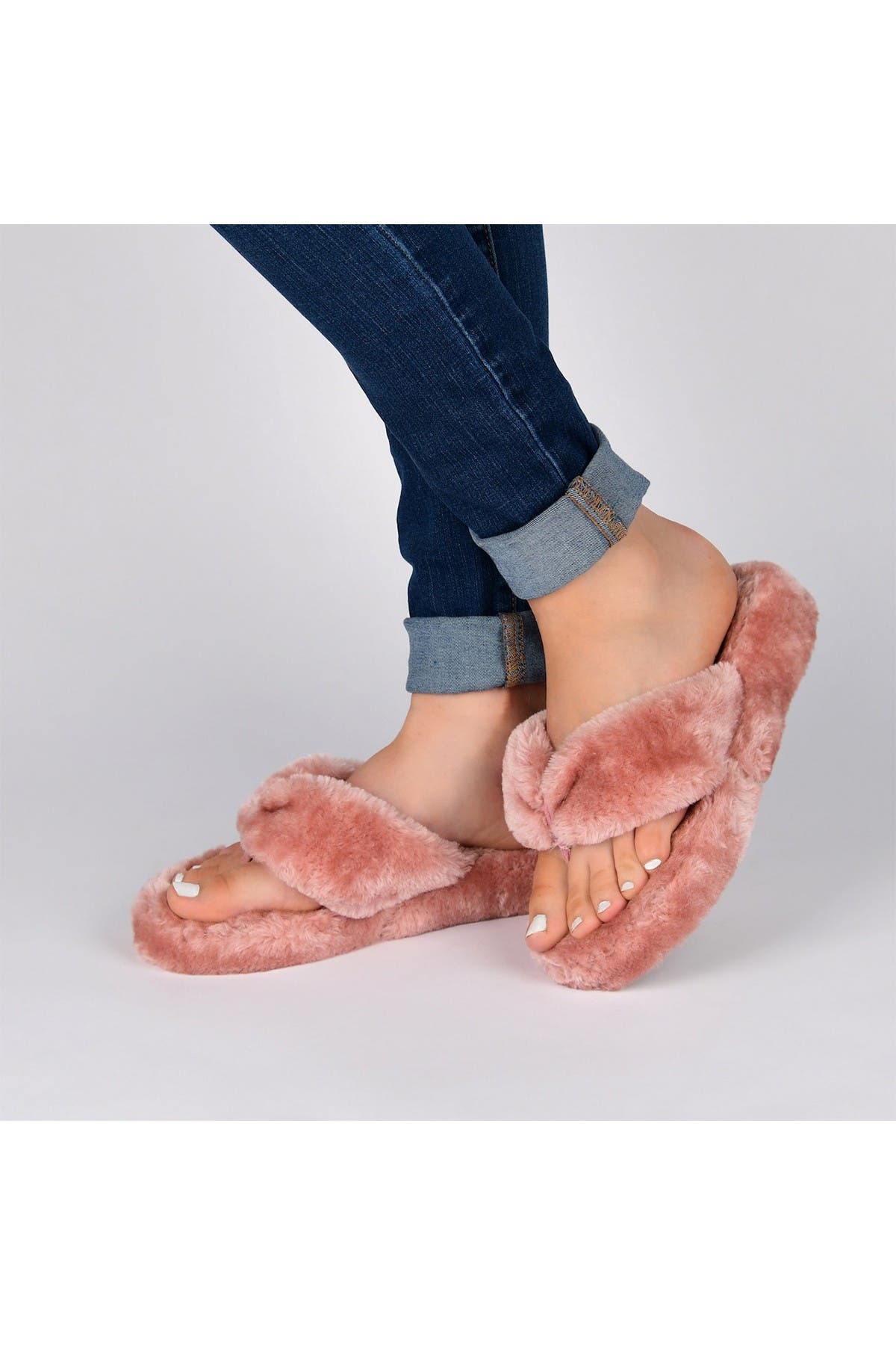 Dream Faux Fur Slipper, Alternate, color, BLUSH