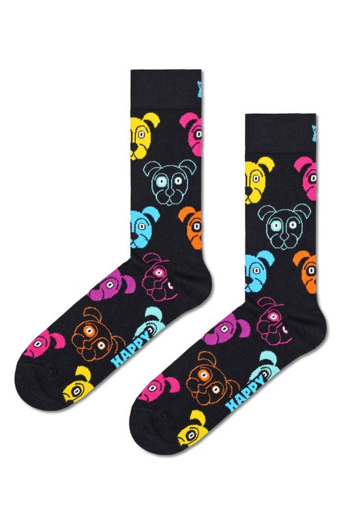 Happy Socks Dog Cotton Blend Crew Socks Gift Box, Pack Of 3 In Navy