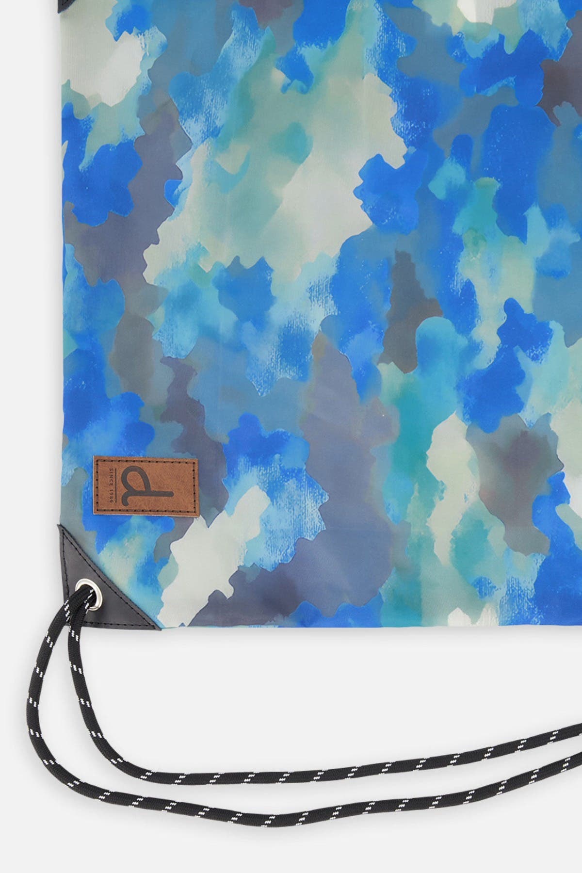 Deux par Deux Camouflage Durable Lightweight Drawstring Bag, Alternate, color, Blue And Grey Camouflage