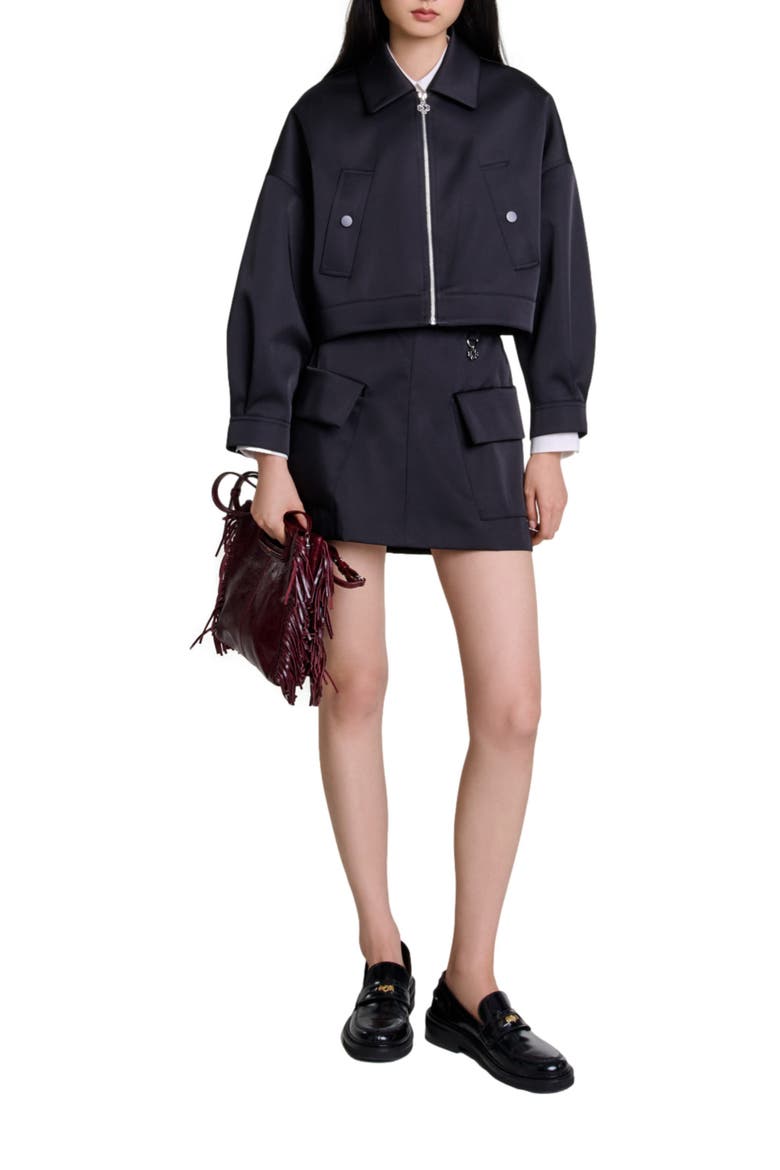 Satin jacket, Main, color, Black