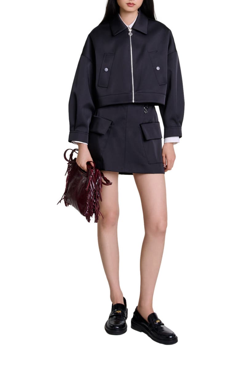 maje Satin jacket, Main, color, 