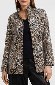 Foxcroft Carolina Leopard Print Cotton Sateen Button-Up Shirt