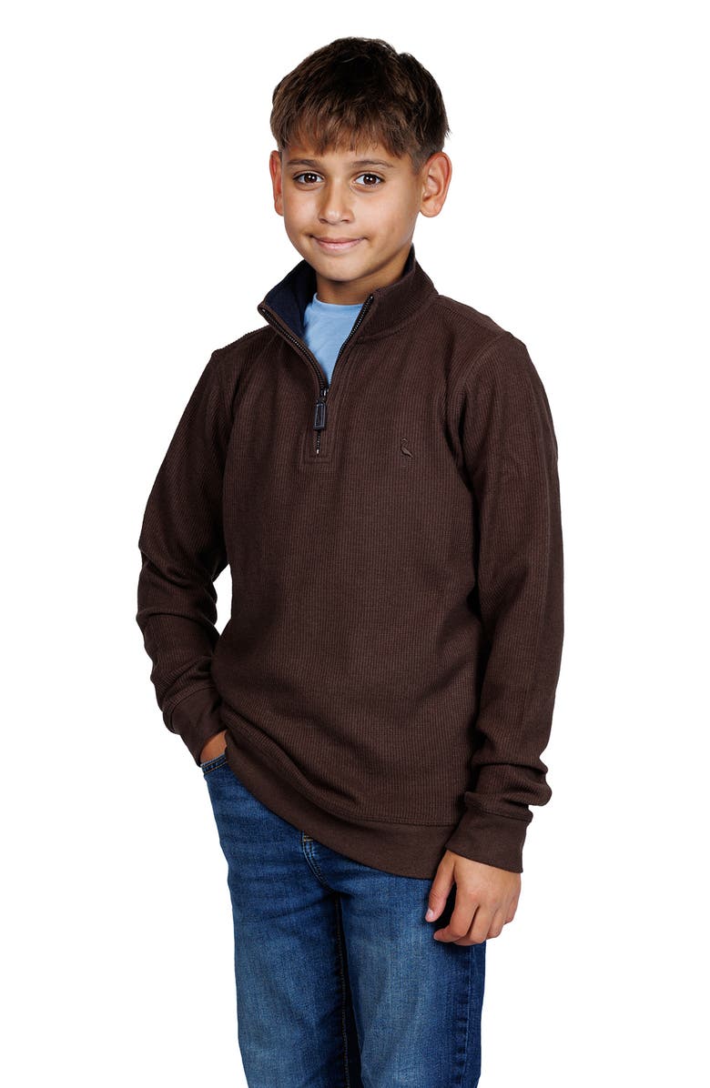 TailorByrd Kids' Knit Quarter-Zip Pullover, Alternate, color, Chocolate Heather