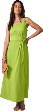 Jessica London Stretch Cotton Side Tie Maxi Dress