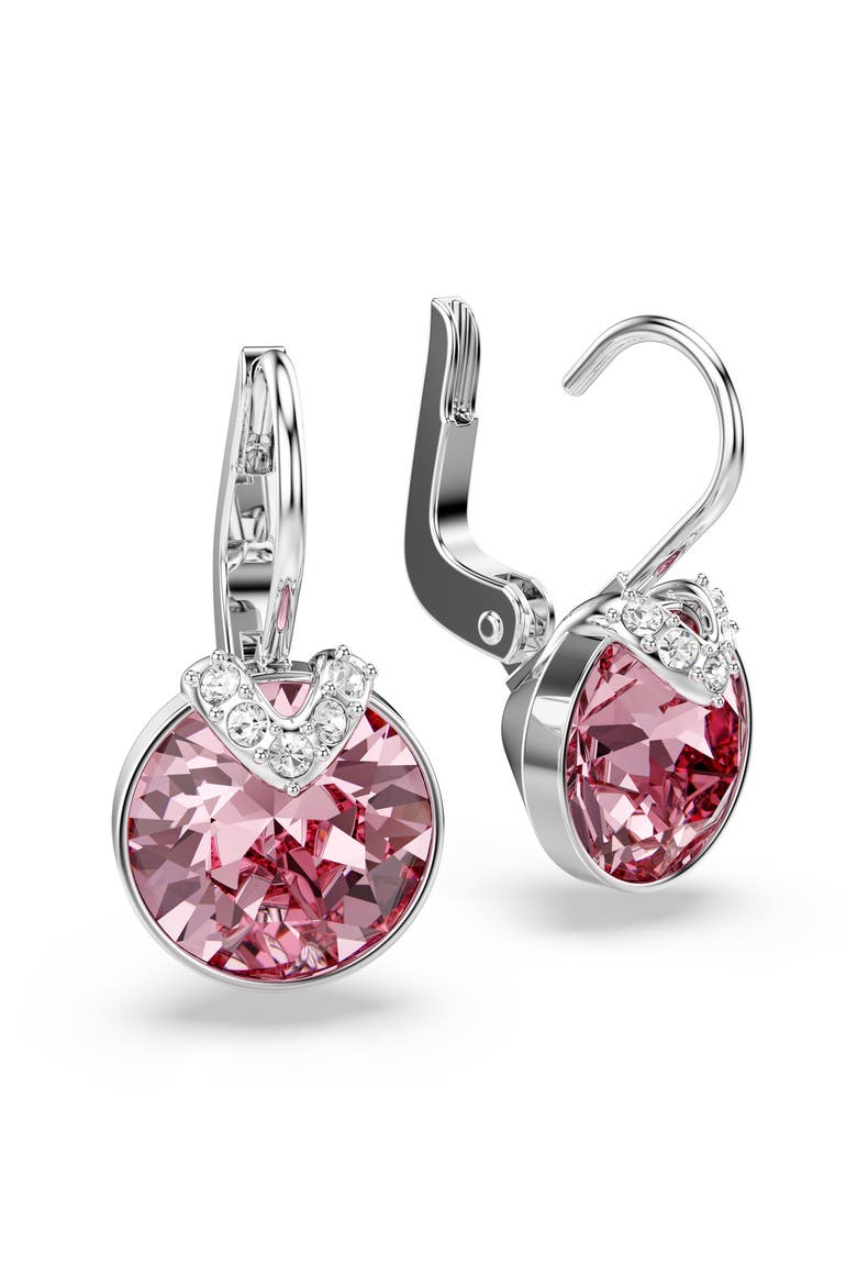 Bella Crystal Drop Earrings, Alternate, color, PINK/ SILVER
