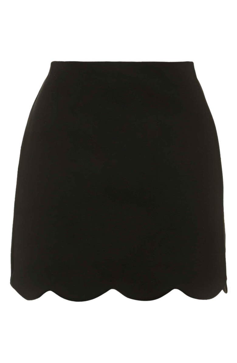 Topshop Scallop Hem Miniskirt, Alternate, color, 