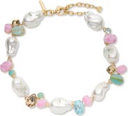 Lele Sadoughi Worth Avenue Cluster Stone Collar Necklace