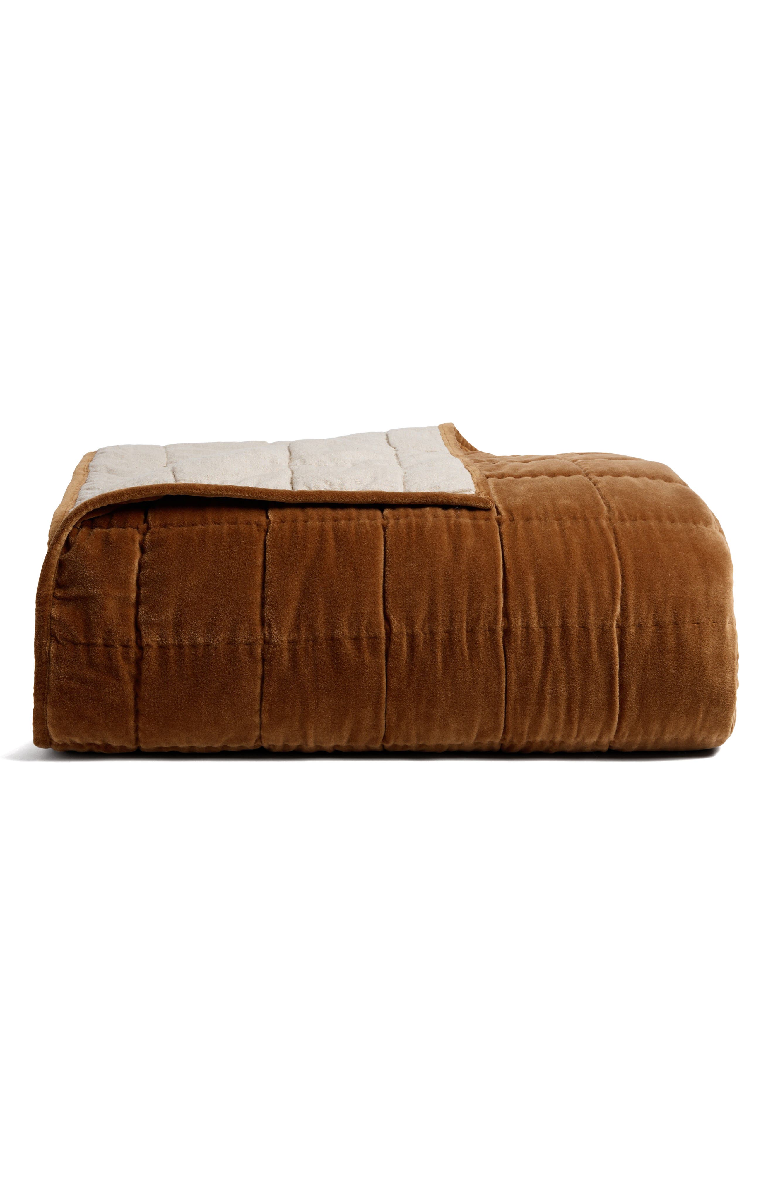 Parachute Hand Stitched Velveteen Quilt - Tobacco, King/California King