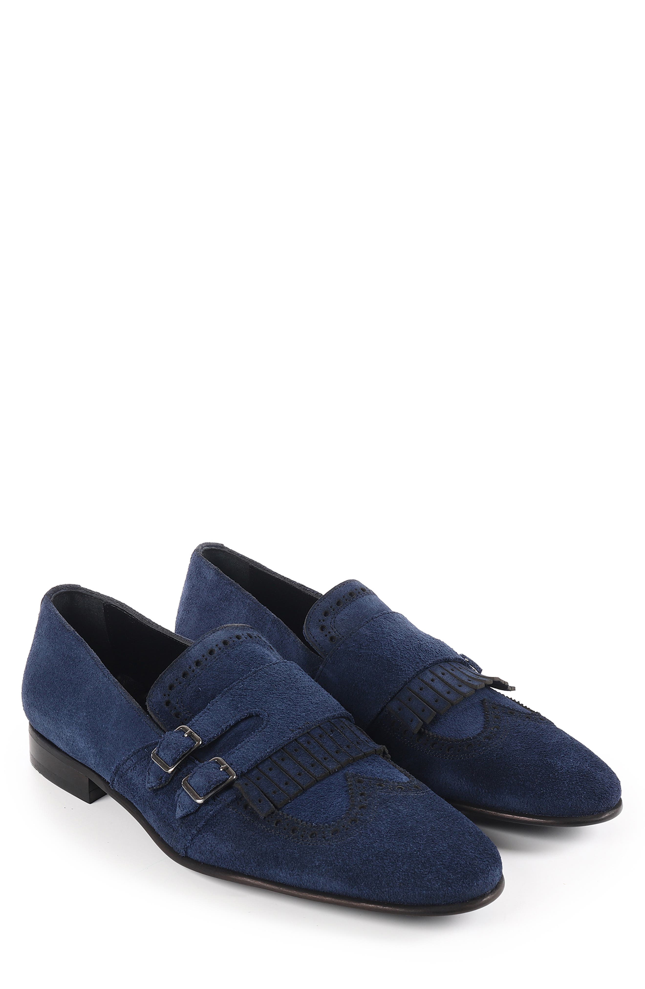 Nexus Kiltie Fringe Monk Shoe, Alternate, color, NAVY BLUE